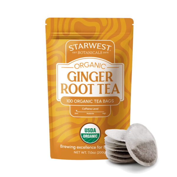 GINGER ROOT TEA BAGS ORGANIC - 100 CT
